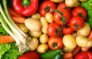 A display of fresh vegetables at Hailsham Farmers Market.