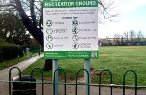 Photo of new signage at Western Road Recreation Ground
