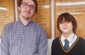 Photo of the Town Mayor Cllr Chris Bryant and work placement pupil Jayden