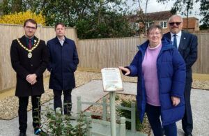 Photo of the official opening of Hailsham Pet Cemetery on Wednesday 1st April 2026 - pictured: Cllr Chris Bryant, John Harrison, Mary Laxton and Tony Lee