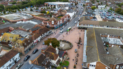 Aerial view of Hailsham town centre