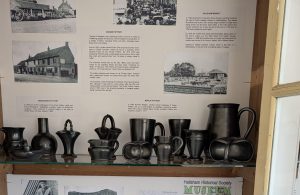 Photo of Hailsham Historical Society's display in the waiting room of Hailsham Cemetery in Ersham Road