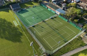 Aerial view of Hailsham Tennis Club courts at the Western Road Recreation Ground